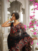 Women's Multicolor Viscose Organza Saree