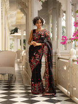 Women's Multicolor Viscose Organza Saree