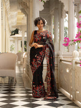 Women's Multicolor Viscose Organza Saree