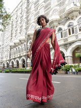 Women's Red Cotton Mul Saree