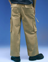 Men's Beige Casual Baggy Fit Solid Cargo