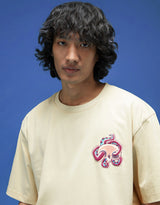Men's White Casual Oversized Fit Printed Half Sleeves Tshirt