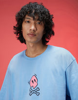 Men's Blue Casual Oversized Fit Printed Half Sleeves Tshirt