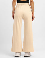 Women's Beige Casual Solid Oversized Track Pant