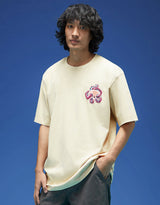 Men's White Casual Oversized Fit Printed Half Sleeves Tshirt