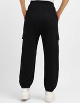 Women's Black Casual Solid Wide Leg Jogger