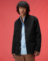 Men's Black Casual Regular Fit Solid Full Sleeves Shacket