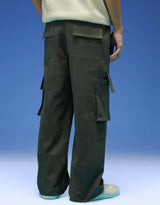 Men's Green Casual Baggy Fit Solid Cargo