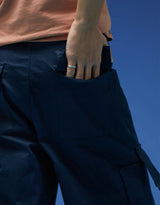 Men's Navy Casual Baggy Fit Solid Cargo