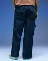 Men's Navy Casual Baggy Fit Solid Cargo