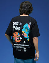 Men's Black Casual Oversized Fit Printed Half Sleeves Tshirt