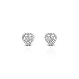 Women's Zirconia Halo Heart Stud Earrings