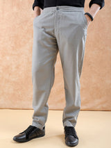 Men's Relaxed Cropped Solid Mid Rise Stretchable Trousers