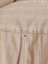 Men's Beige Casual Relaxed Fit Striped Half Sleeves Shirt