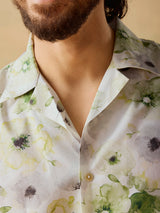 Men's Green Casual Relaxed Fit Printed Half Sleeves Shirt