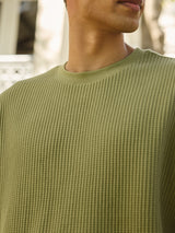Men's Green Casual Regular Fit Solid Half Sleeves Tshirt