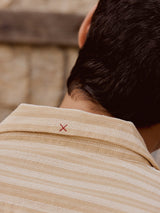 Men's Brown Casual Relaxed Fit Striped Half Sleeves Shirt