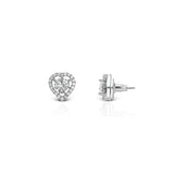 Women's Zirconia Halo Heart Stud Earrings