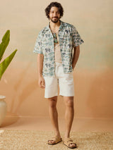 Men's Beige Casual Relaxed Fit Printed Half Sleeves Shirt