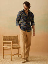 Men's Black Casual Slim Fit Printed Full Sleeves Shirt