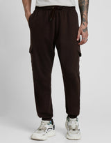 Men's Brown Casual Baggy Fit Solid Cargo
