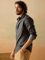 Men's Black Casual Slim Fit Printed Full Sleeves Shirt