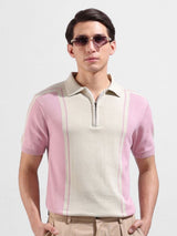 Men's Slim Fit Textured Polo Collar Tshirt