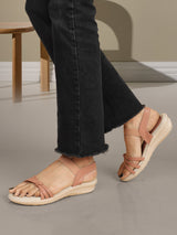 Women's Peach Casual Hook & Loop Sandals