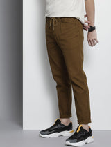 Men's Slim Fit Solid Mid Rise Elasticated Elasticated Trousers