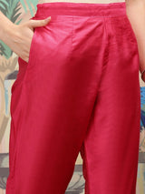 Women's Red 3 Pieces Kurta with Dupatta