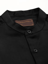 Men's Slim Fit Solid Full Sleeves Mandarin Collar Formal Shirt