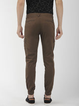 Men's Slim Fit Solid Mid Rise Cuffed Cargos