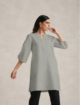 Women's Grey Cotton Blend Short Kurta