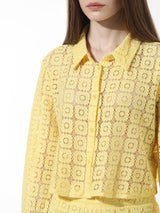 Women's Yellow Woven Casual Solid Cropped Full Sleeves Shirt