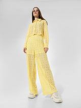 Women's Yellow Woven Casual Solid Regular Fit Pant
