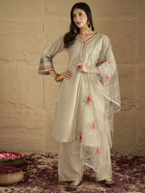 Women's Elegant Grey Shimmer Detailed Kurta Set