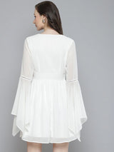 Women's White Boho Sleeve Skater Dress