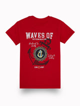 Boys Red Casual Relaxed Fit Solid Half Sleeves Tshirt