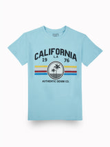 Boys Blue Casual Relaxed Fit Printed Half Sleeves Tshirt