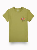 Boys Green Casual Relaxed Fit Solid Half Sleeves Tshirt