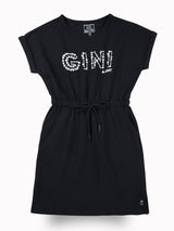 Girls Black Casual Relaxed Fit Solid Sleeveless Dress