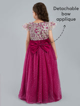 Girls Red Sequin Embellished Gown