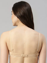 Women's Beige Tshirt Self Design Bra