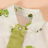 Boys White Dino Safari Tie Shirt and Shorts Set