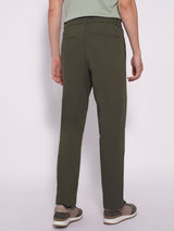 Men's Green Casual Straight Fit Solid Mid Rise Trouser