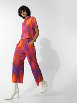 Women's Red Knitted Casual Solid Regular Fit Pant