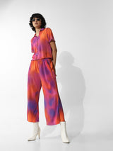 Women's Red Knitted Casual Solid Regular Fit Pant