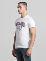 Men's White Casual Slim Fit Half Sleeves Tshirt