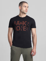 Men's Black Casual Slim Fit Half Sleeves Tshirt