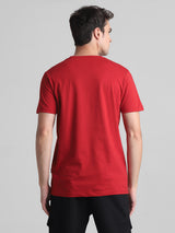 Men's Red Casual Slim Fit Half Sleeves Tshirt